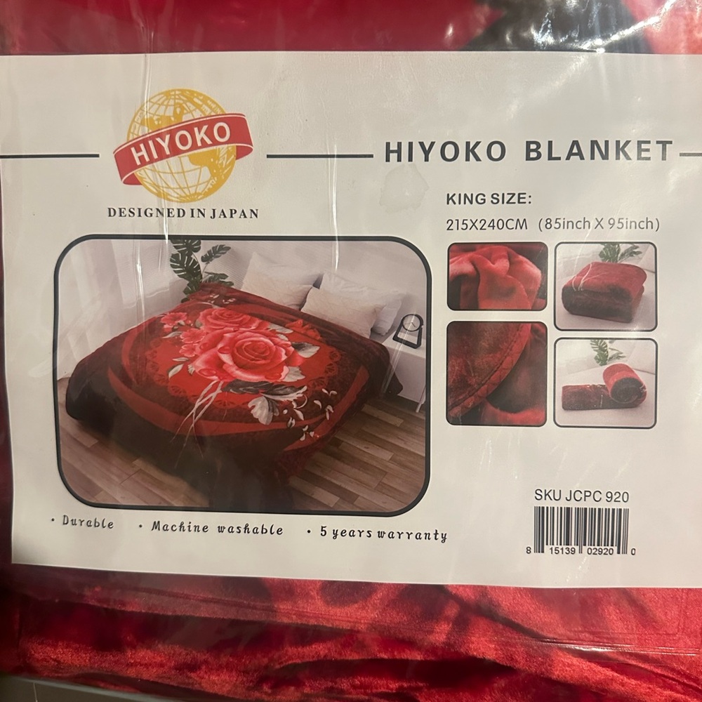 One Piece King Size Cozy Blanket Color Red.